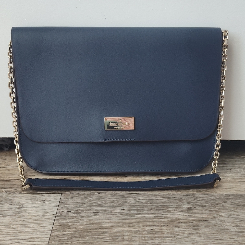 Kate Spade Blue Shoulder Bag with Gold Accents